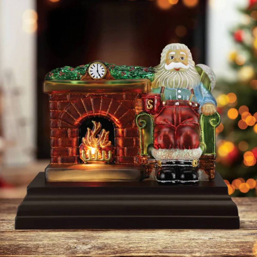 NEW OLD WORLD CHRISTMAS santa at hearth night light in red